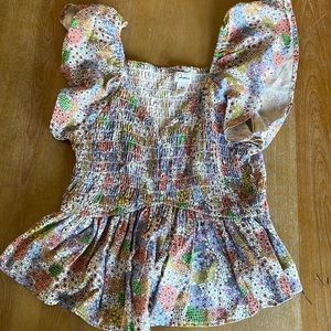 Never Worn size M floral ruffle top